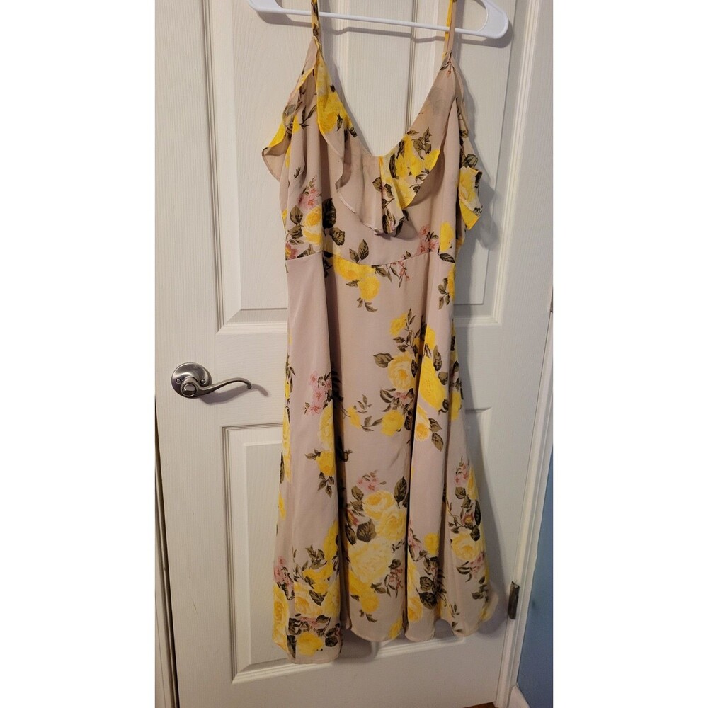 June & Hudson Cream and Yellow Floral Ruffle Dress - Size XL